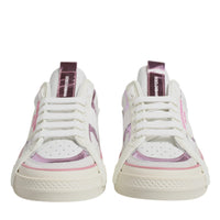 Dolce & Gabbana White Pink Leather Low Top Sneakers Shoes