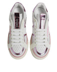 Dolce & Gabbana White Pink Leather Low Top Sneakers Shoes
