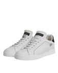 Dolce & Gabbana White Black Leather Low Top Sneakers Shoes