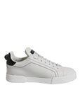 Dolce & Gabbana White Black Leather Low Top Sneakers Shoes