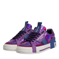 Dolce & Gabbana Purple Leather DG Logo Low Top Sneakers Shoes