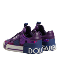 Dolce & Gabbana Purple Leather DG Logo Low Top Sneakers Shoes