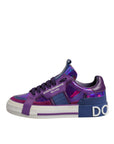 Dolce & Gabbana Purple Leather DG Logo Low Top Sneakers Shoes