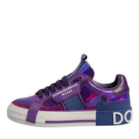 Dolce & Gabbana Purple Leather DG Logo Low Top Sneakers Shoes