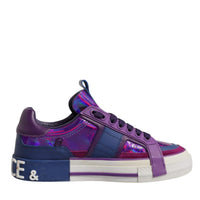 Dolce & Gabbana Purple Leather DG Logo Low Top Sneakers Shoes