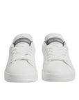Dolce & Gabbana White Gray Leather Low Top Sneakers Shoes