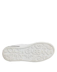 Dolce & Gabbana White Gray Leather Low Top Sneakers Shoes