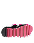 Dolce & Gabbana Black Pink Fur Embellished Sneakers Shoes