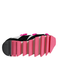 Dolce & Gabbana Black Pink Fur Embellished Sneakers Shoes
