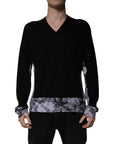 Dolce & Gabbana Black Camouflage V-neck Pullover Sweater
