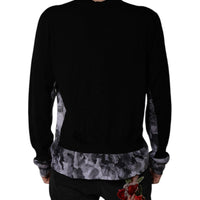 Dolce & Gabbana Black Camouflage V-neck Pullover Sweater