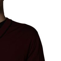 Dolce & Gabbana Maroon Cashmere V-neck Men Pullover Sweater