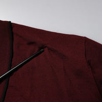 Dolce & Gabbana Maroon Cashmere V-neck Men Pullover Sweater