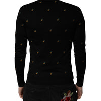 Dolce & Gabbana Black Pineapple Crew Neck Pullover Sweater