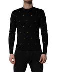 Dolce & Gabbana Black Pineapple Crew Neck Pullover Sweater