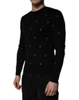 Dolce & Gabbana Black Pineapple Crew Neck Pullover Sweater