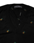 Dolce & Gabbana Black Pineapple Crew Neck Pullover Sweater