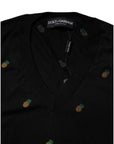 Dolce & Gabbana Black Pineapple Crew Neck Pullover Sweater