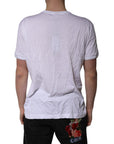 Dolce & Gabbana White Cotton Logo Patch V-neck Tee T-shirt