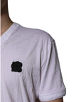 Dolce & Gabbana White Cotton Logo Patch V-neck Tee T-shirt