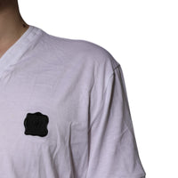 Dolce & Gabbana White Cotton Logo Patch V-neck Tee T-shirt