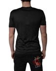 Dolce & Gabbana Dark Gray Silk V-neck Short Sleeves T-shirt