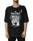 Dolce & Gabbana Black Graphic Print Cotton Crew Neck T-shirt