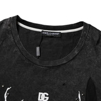 Dolce & Gabbana Black Graphic Print Cotton Crew Neck T-shirt