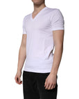 Dolce & Gabbana White Cotton V-neck Short Sleeves T-shirt