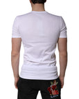 Dolce & Gabbana White Cotton V-neck Short Sleeves T-shirt