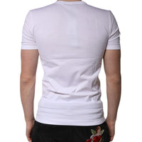 Dolce & Gabbana White Cotton V-neck Short Sleeves T-shirt