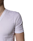 Dolce & Gabbana White Cotton V-neck Short Sleeves T-shirt