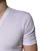 Dolce & Gabbana White Cotton V-neck Short Sleeves T-shirt