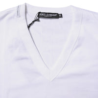 Dolce & Gabbana White Cotton V-neck Short Sleeves T-shirt