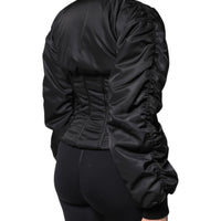 Dolce & Gabbana Black Nylon Full Zip Bustier Corset Jacket