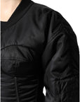Dolce & Gabbana Black Nylon Full Zip Bustier Corset Jacket