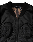 Dolce & Gabbana Black Nylon Full Zip Bustier Corset Jacket