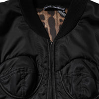 Dolce & Gabbana Black Nylon Full Zip Bustier Corset Jacket