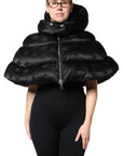 Dolce & Gabbana Black Padded Puffer Hooded Full Zip Cropped Jacket