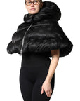 Dolce & Gabbana Black Padded Puffer Hooded Full Zip Cropped Jacket