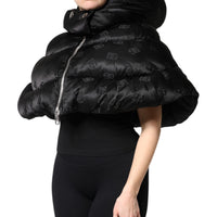 Dolce & Gabbana Black Padded Puffer Hooded Full Zip Cropped Jacket