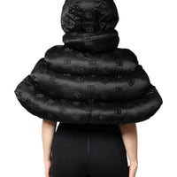 Dolce & Gabbana Black Padded Puffer Hooded Full Zip Cropped Jacket