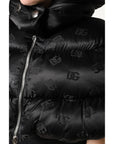 Dolce & Gabbana Black Padded Puffer Hooded Full Zip Cropped Jacket