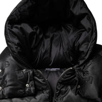 Dolce & Gabbana Black Padded Puffer Hooded Full Zip Cropped Jacket