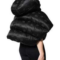 Dolce & Gabbana Black Padded Puffer Hooded Full Zip Cropped Jacket