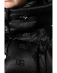Dolce & Gabbana Black Padded Puffer Hooded Full Zip Cropped Jacket