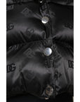 Dolce & Gabbana Black Padded Puffer Hooded Full Zip Cropped Jacket