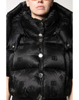 Dolce & Gabbana Black Padded Puffer Hooded Full Zip Cropped Jacket