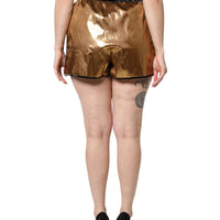 Dolce & Gabbana Metallic Gold High Waist Women Hotpants Short