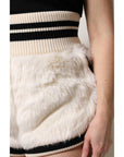Dolce & Gabbana White Faux Fur High Waisted Hot Pants Short